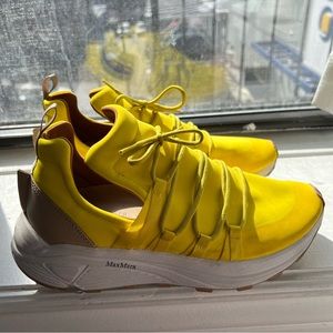Authentic MAX MARA raiss stretch nylon sneakers in yellow. SIZE US 9 1/2.